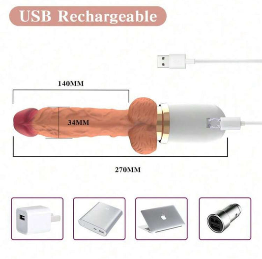 Máquina sexual con dildo realista con 10 modos de vibración y empuje para estimulación del punto G, clitoris y anal, control remoto, vibrador de silicona, juguete sexual para adultos
(Cod. Realista01)
